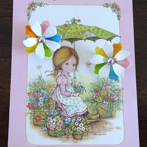 Sarah Coventry Flower Power Enamel Clip Earrings